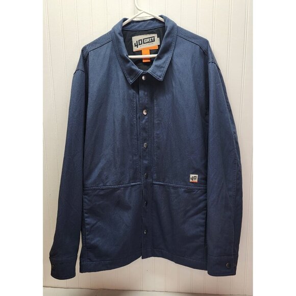 40 Grit By Duluth Trading Other - 40 Grit By Duluth Trading Mens Navy Blue Button-Up Jacket 2XL 100% Cotton Shell